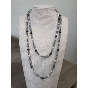 NEW Venus and Vulcan Faceted Black Onxy and Hematite Beads 31" w 3" Extender